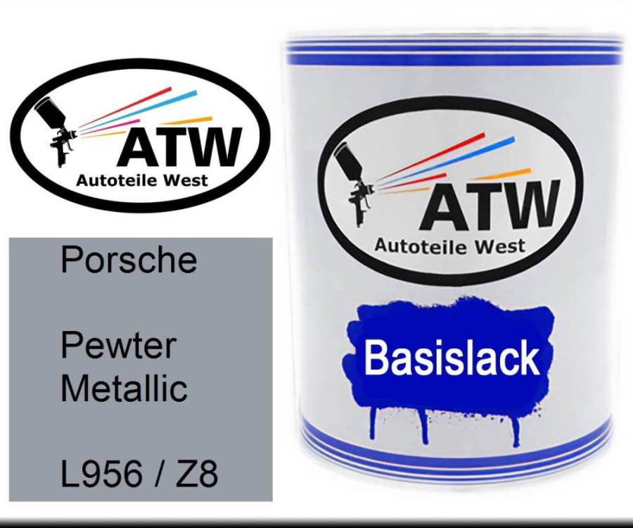 Porsche, Pewter Metallic, L956 / Z8: 1L Lackdose, von ATW Autoteile West.